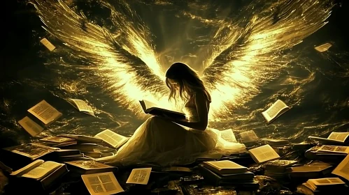 Woman with Wings Reading