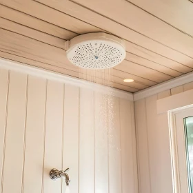 Tranquil Bathroom Shower with Flowing Water