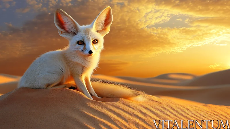 Desert Fox at Sunset AI Image