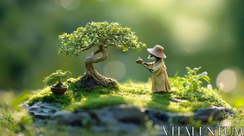 Bonsai Serenity: A Miniature World AI Image