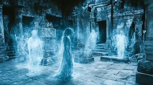 Spectral Figures in Ruined Temple