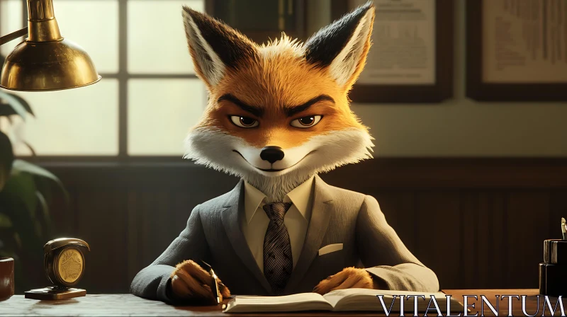 AI ART Anthropomorphic Fox Office Portrait