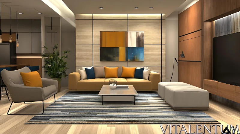 Contemporary Home Interior with Stylish Furniture AI Image