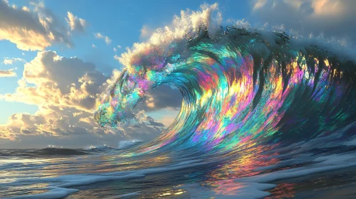 Colorful Ocean Wave at Sunset