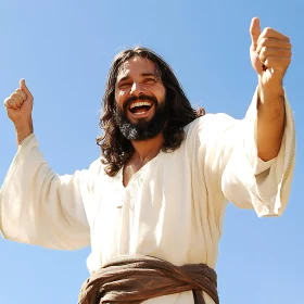 Smiling Man with Thumbs Up Gesture