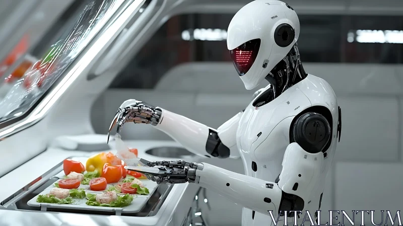 Cyborg Chef in Modern Kitchen AI Image