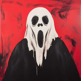 Ghostly Apparition in Crimson Hues Painting