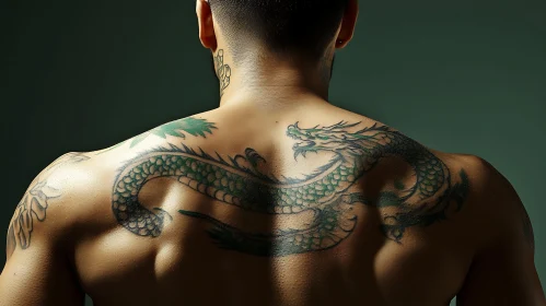 Intricate Green Dragon Tattoo Design