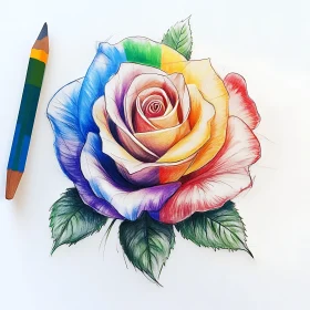 Colorful Rose Art with Pencil