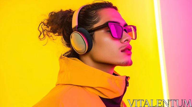 Man with Headphones and Sunglasses AI Image