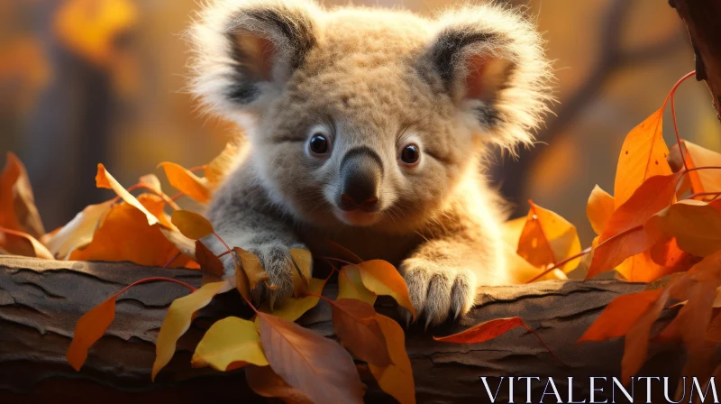 Autumnal Koala - Detailed Macro Photography AI Image