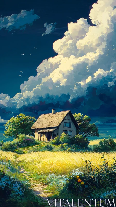 AI ART Idyllic Countryside Cottage Scene