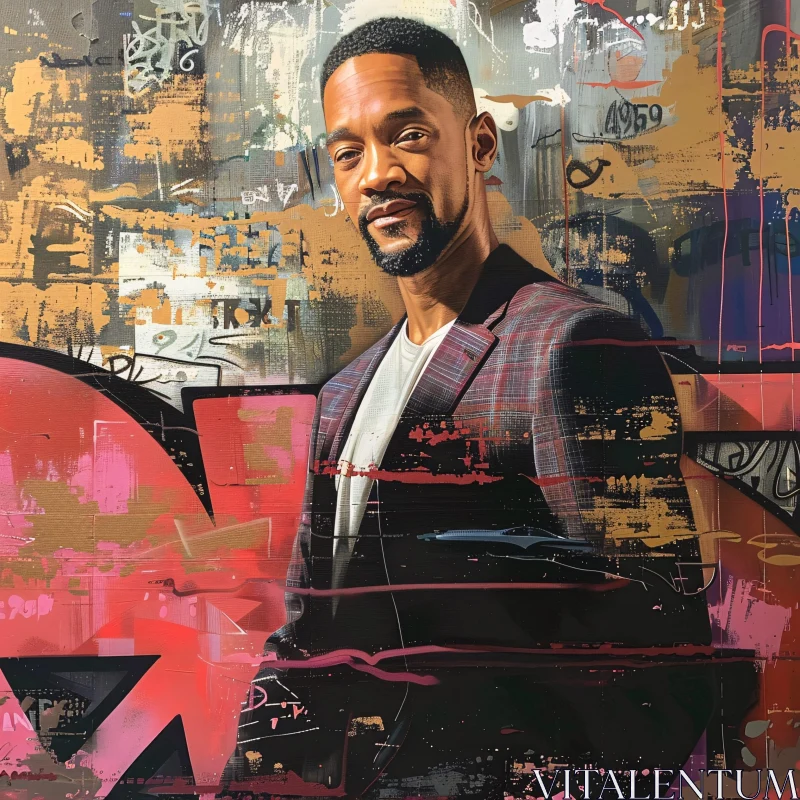 Graffiti Backdrop Urban Art of Will Smith AI Image