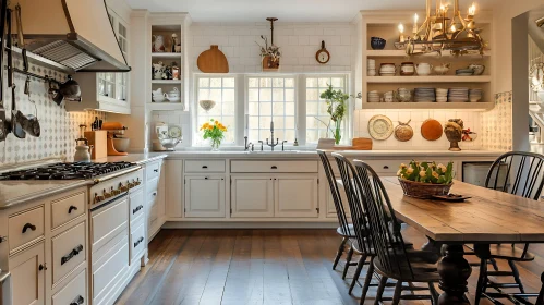 Bright Kitchen Design with Dining Area