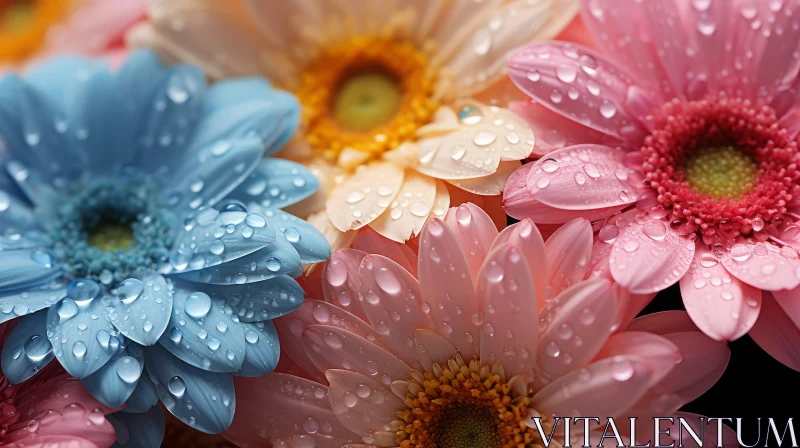 Captivating Floral Display with Water Droplets and Textured Detail AI Image