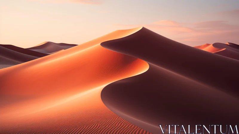 Captivating Sunset Desert Scene: Organic Shapes and Curved Lines AI Image