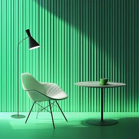 Modern Green Room with Chair and Table