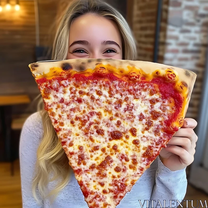 Huge Pizza Slice with Cheese and Tomato Sauce AI Image