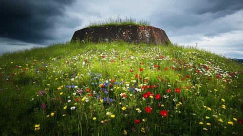 Hill Bunker with Wildflowers