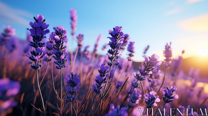 Lavender Sunset: A Fusion of Nature and Artistry AI Image