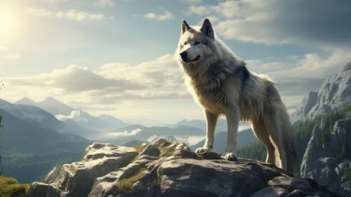 Majestic White Wolf on Mountain Top: A Caninecore Pictorial