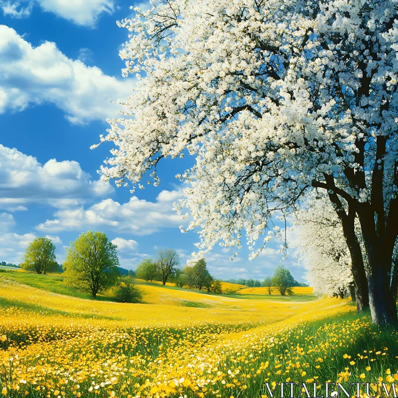 Spring Meadow in Full Bloom AI Image