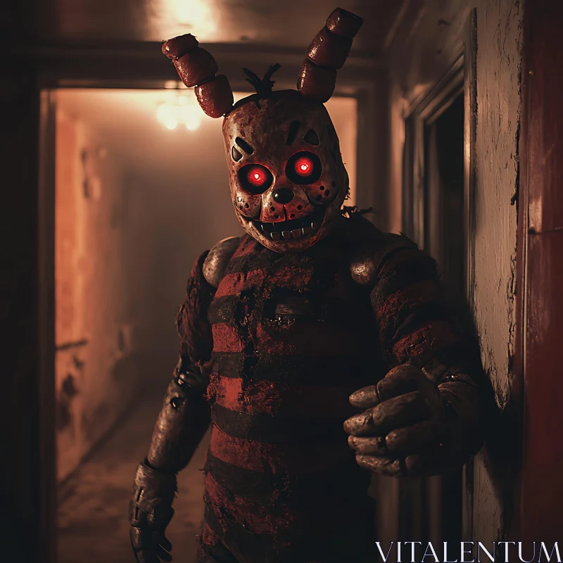 AI ART Sinister Bunny in the Dark Hallway