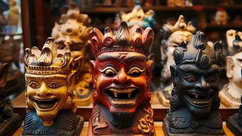 Collection of Carved Cultural Masks