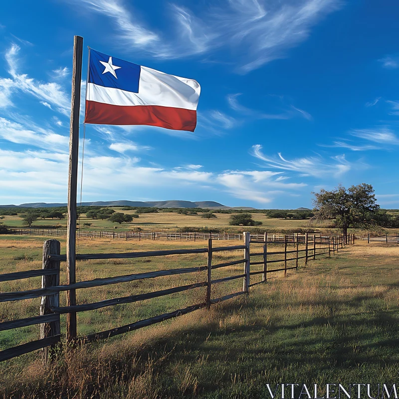 Lone Star Flag in Texas Landscape AI Image