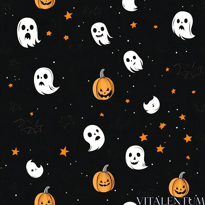 Whimsical Halloween Night Background AI Image