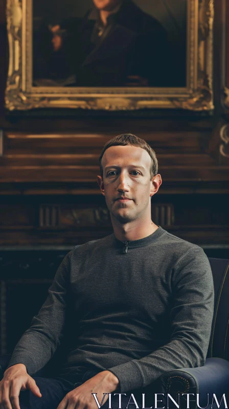 AI ART Portrait of Mark Zuckerberg in Vintage Interior