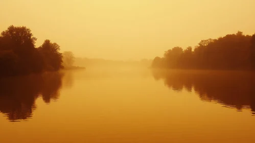 Serene Mist Over a Reflective Lake