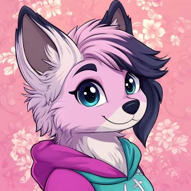 Pink Furry Friend in a Floral Wonderland
