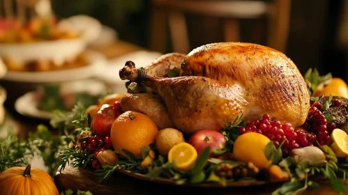 Holiday Turkey with Fruit Garnishes