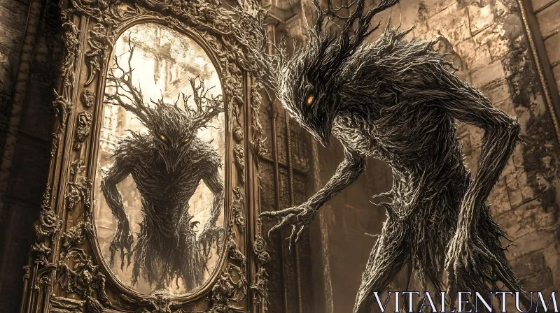 AI ART Mirror Monster: A Dark Reflection