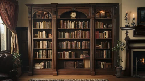 Vintage Library with Antique Books