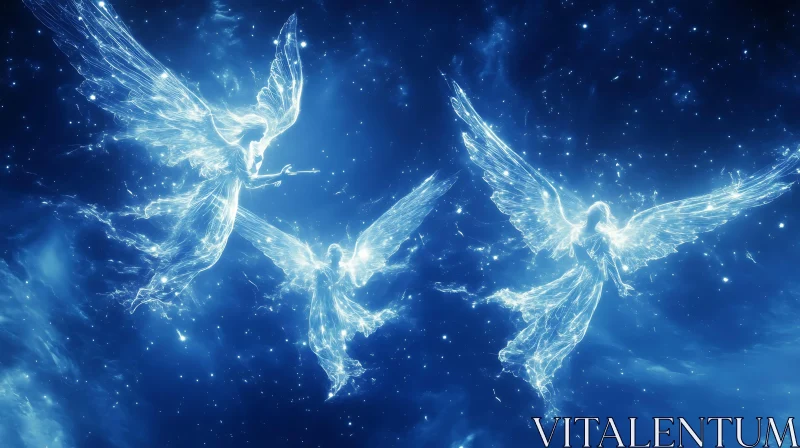 AI ART Celestial Angels Soaring Through the Cosmos