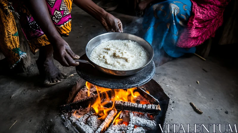 Rustic Meal Preparation in Traditional Setting AI Image