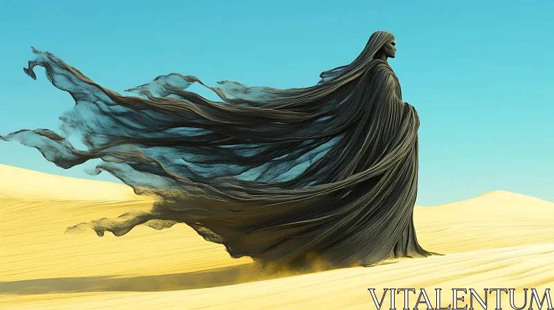 Desert Figure in Flowing Fabric AI Image