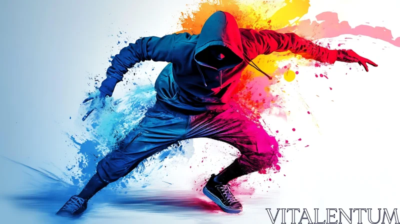 Abstract Streetwear Figure with Color Splashes AI Image