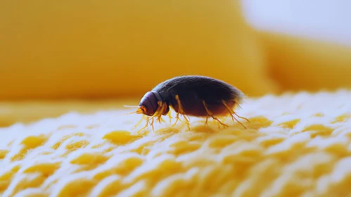 Detailed Close-Up of a Beetle on Knit Background