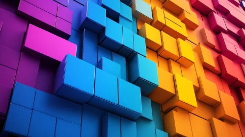 Abstract Cubes in Vivid Colors