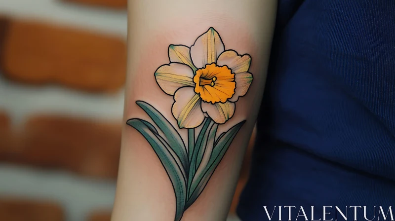 Detailed Flower Tattoo on Arm AI Image