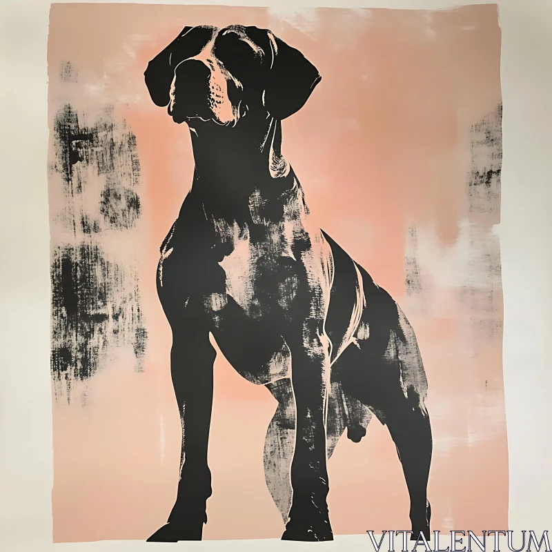 AI ART Monochrome Dog on Pink Canvas