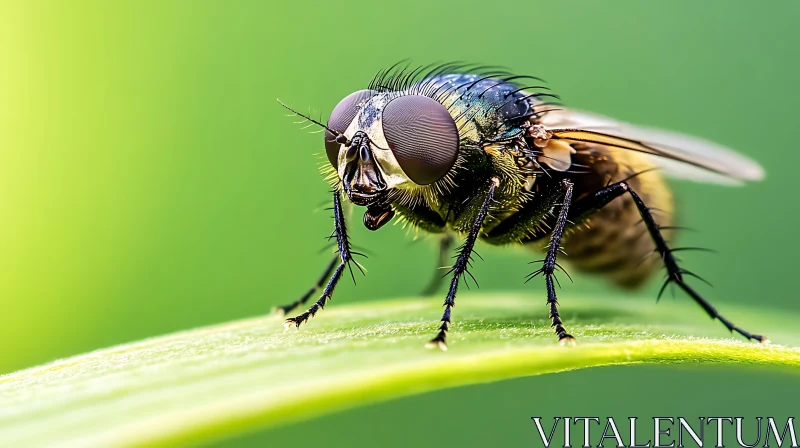 Close-up of a Fly in Nature AI Image