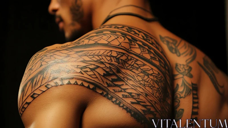 Intricate Body Art: Tribal Tattoo Design AI Image