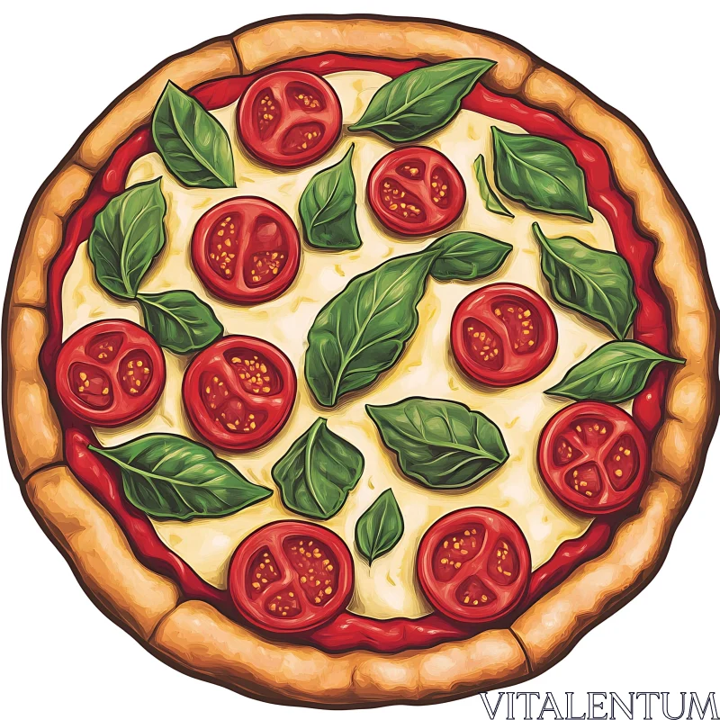 Classic Margherita Pizza Art AI Image