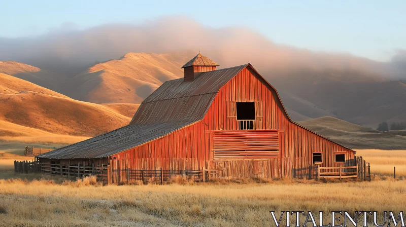 AI ART Old Wooden Barn in a Rural Setting