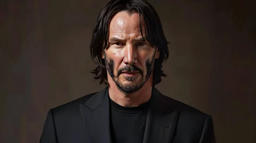 Keanu Reeves in a Black Suit