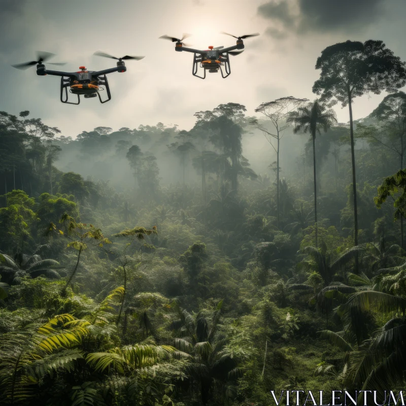 Drones in Jungle - Schlieren Photography and Terragen Art AI Image
